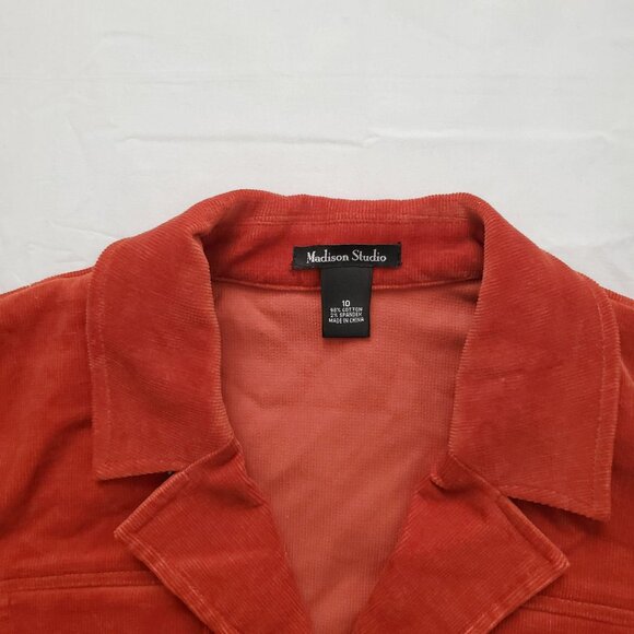 Madison Studio Women’s Rustic Red Corduroy Button Front Blazer Jacket Size 10 - Picture 7 of 12